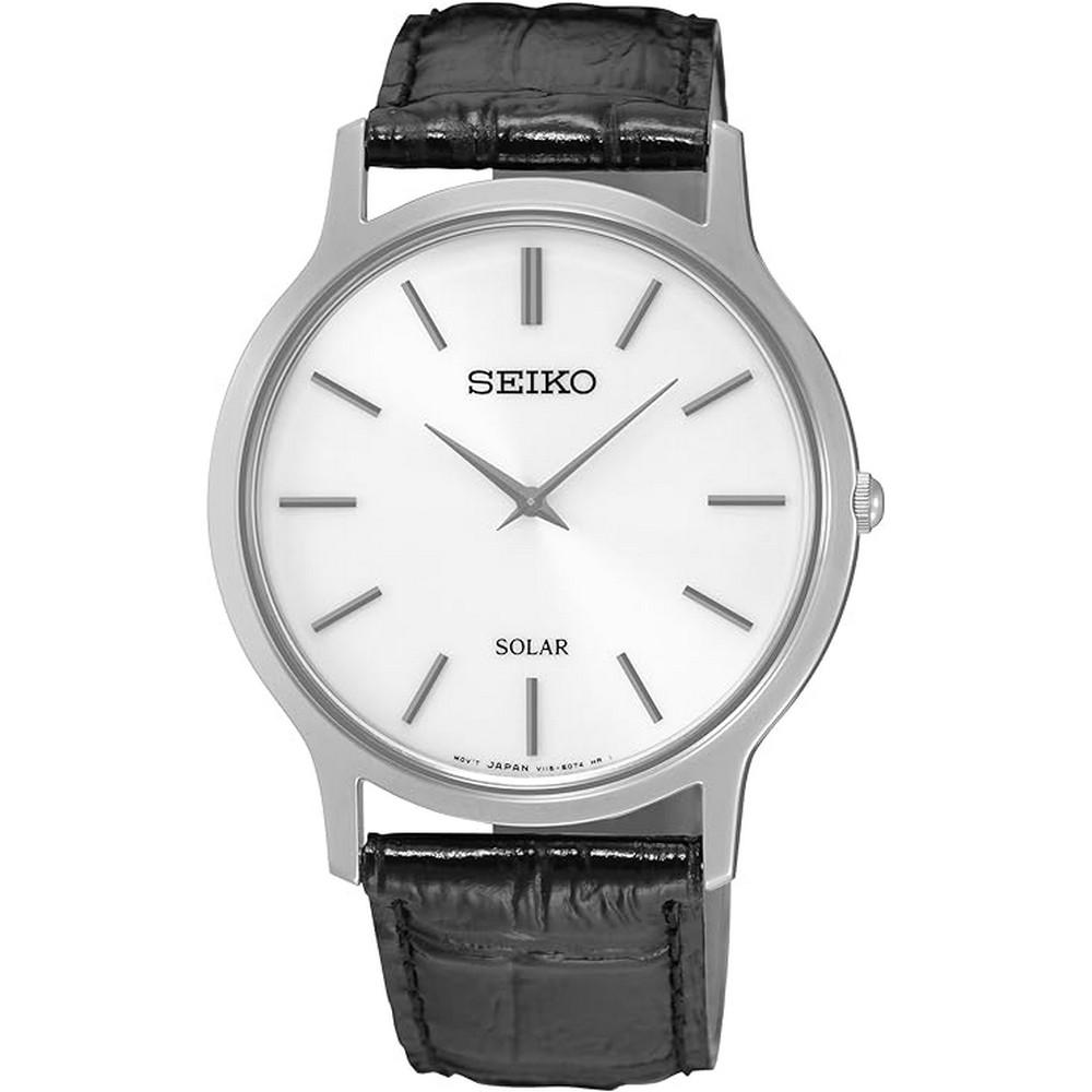 Seiko SUP873P1 White Dial Leather Strap Men's solar powered watch