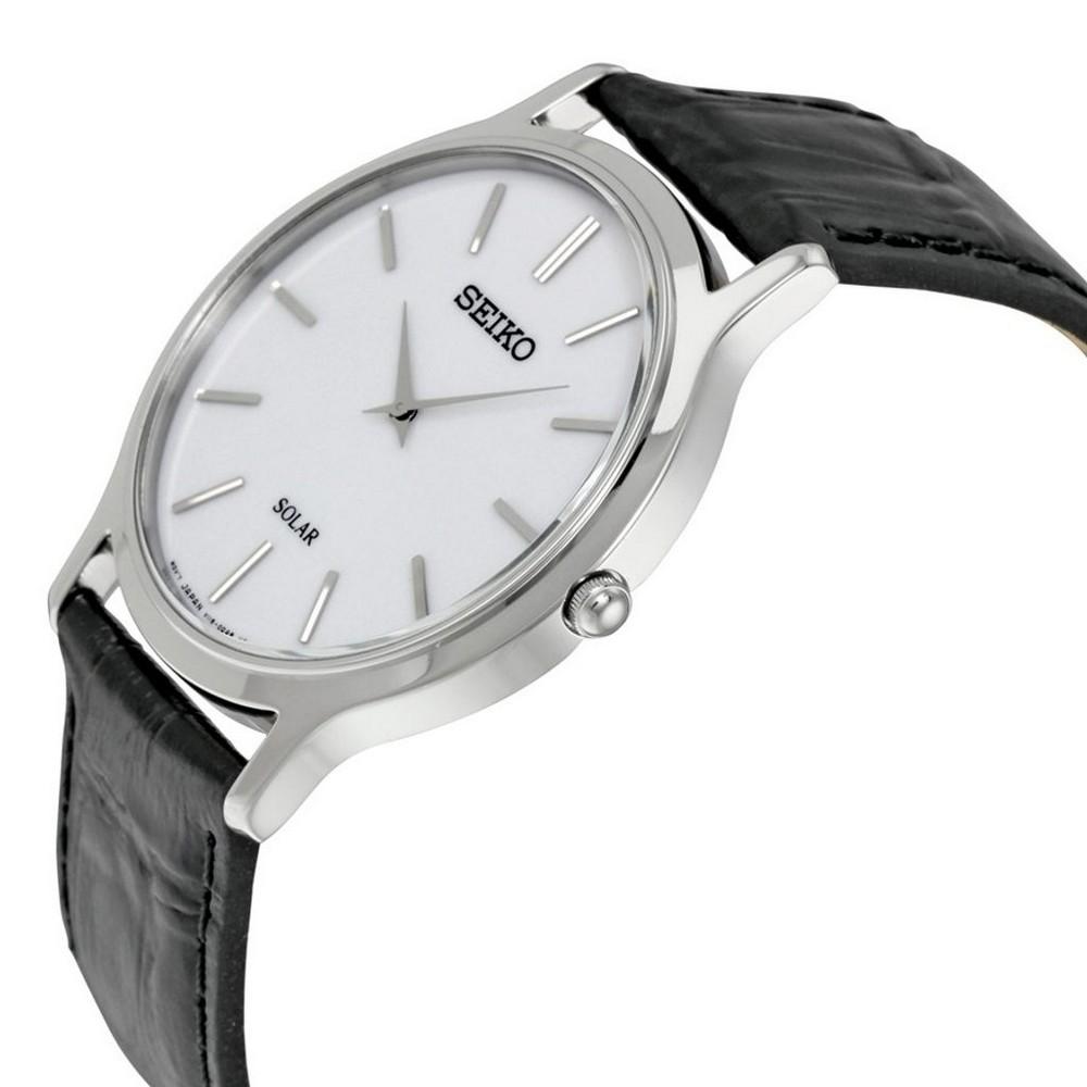 Seiko SUP873P1 White Dial Leather Strap Men's solar powered watch