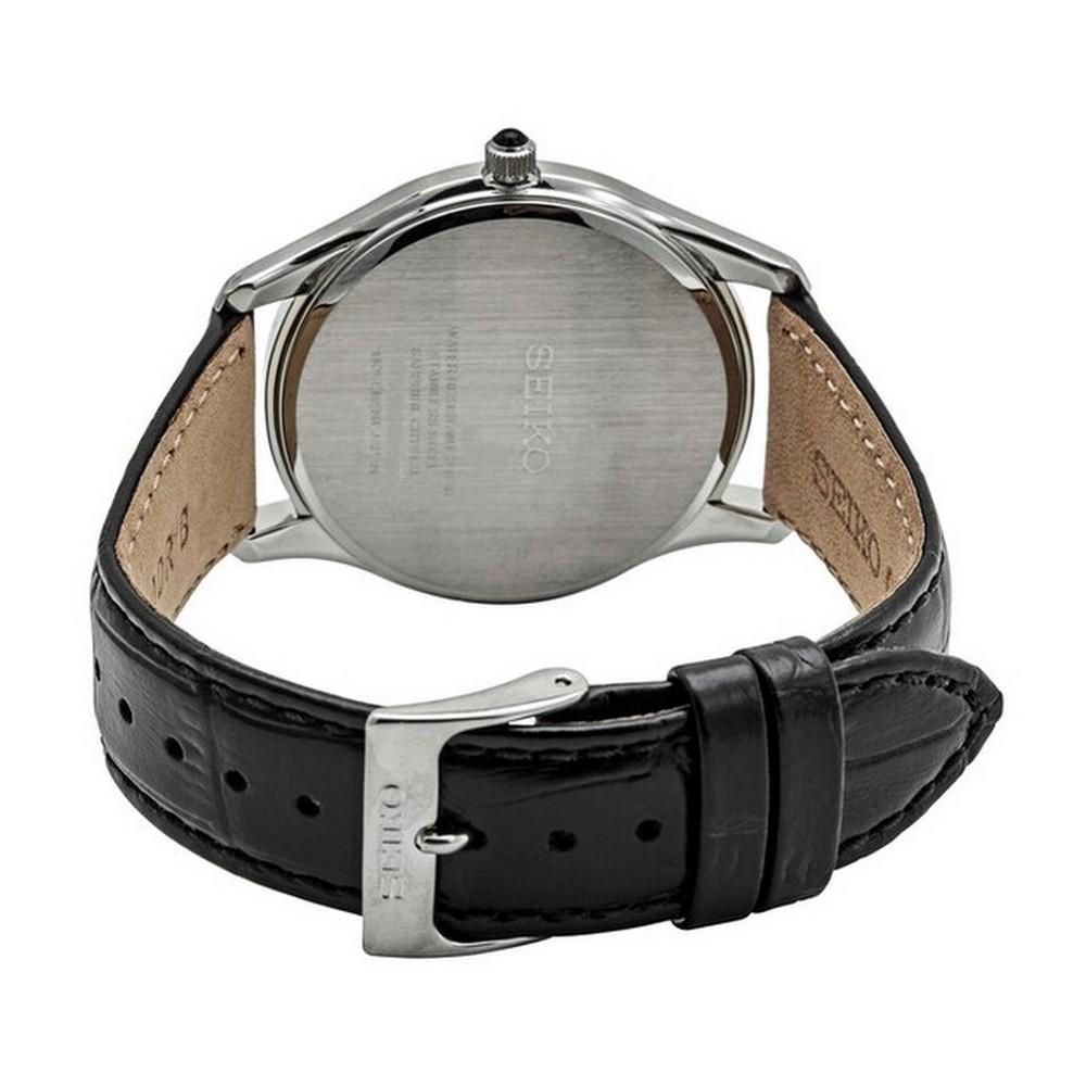 Seiko SUR303P1 White Dial Black Leather Strap Analog Classic Men's Watch seiko