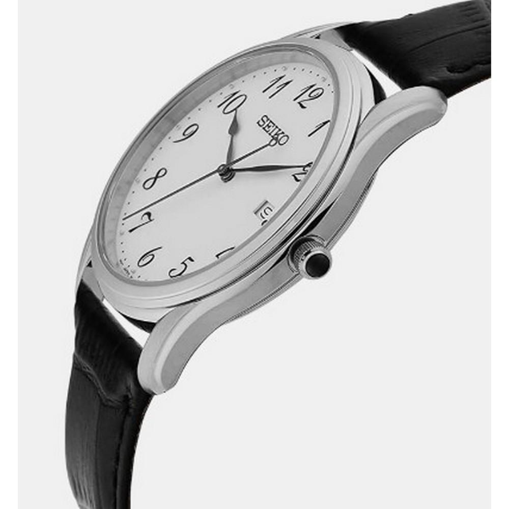 Seiko SUR303P1 White Dial Black Leather Strap Analog Classic Men's Watch seiko