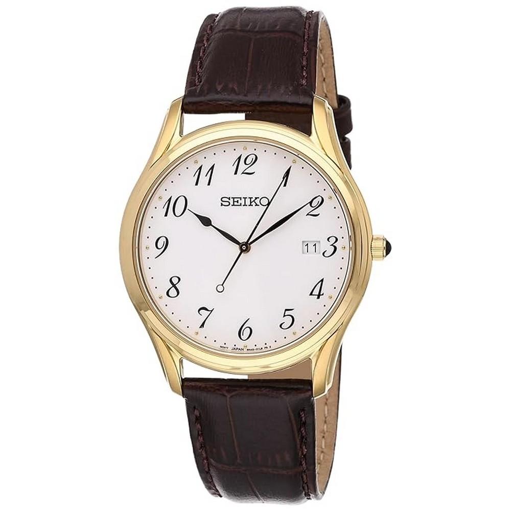 Seiko SUR306P1 White Dial Leather Strap Analog Men's Watch seiko