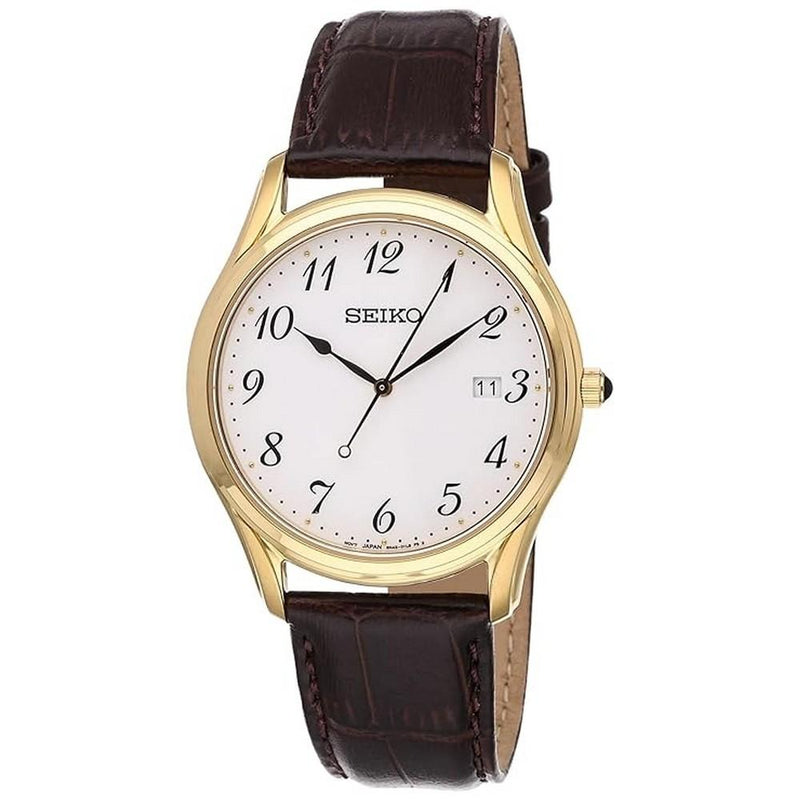 Seiko SUR306P1 White Dial Leather Strap Analog Men's Watch seiko
