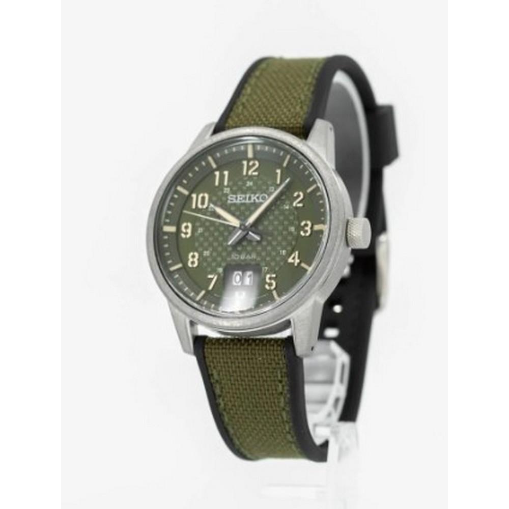 Seiko SUR323P1 green dial Leather Strap Analog Quartz Men's Watch