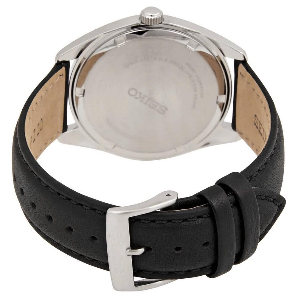 Seiko SUR461P1 Black Dial Leather Strap Steel Case Men's Watch