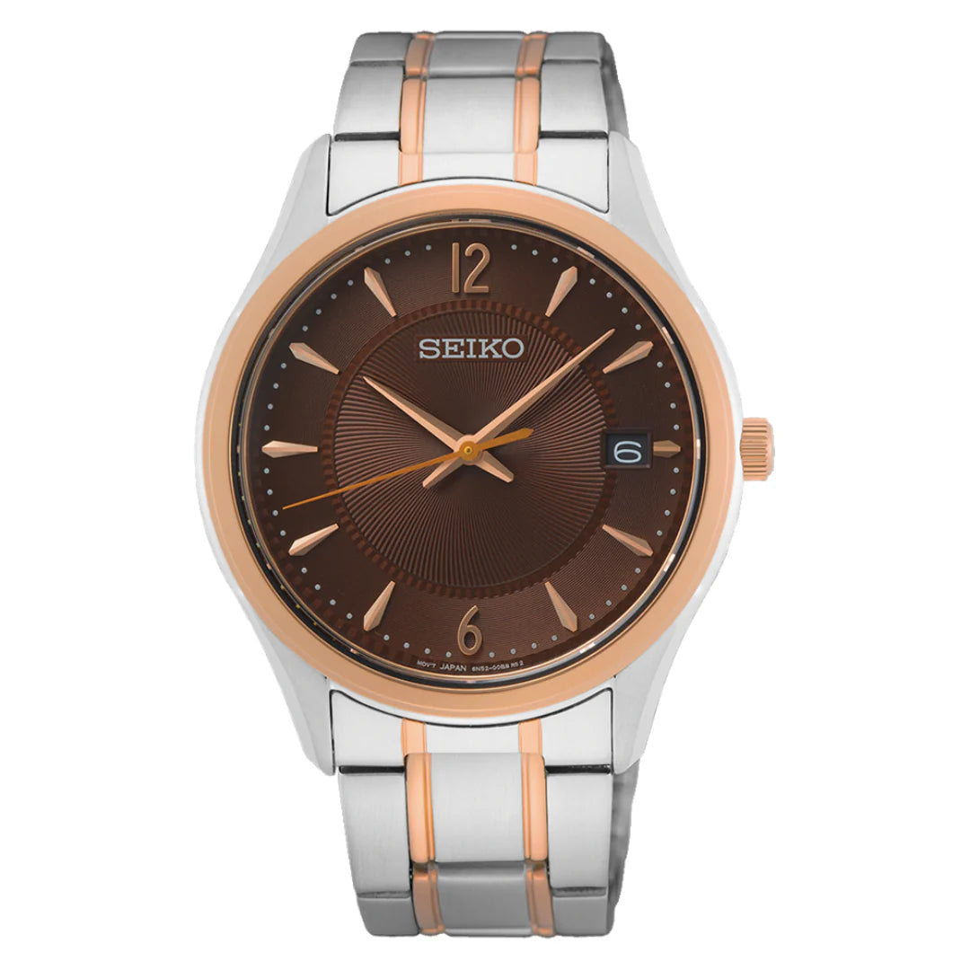 Seiko SUR470P1 Sapphire crystal glass Quartz Brown Dial Men's Watch