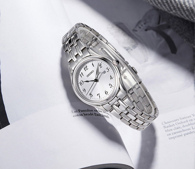Seiko SUR643P1  Neo Classic White Dial Stainless Steel Womens Watch