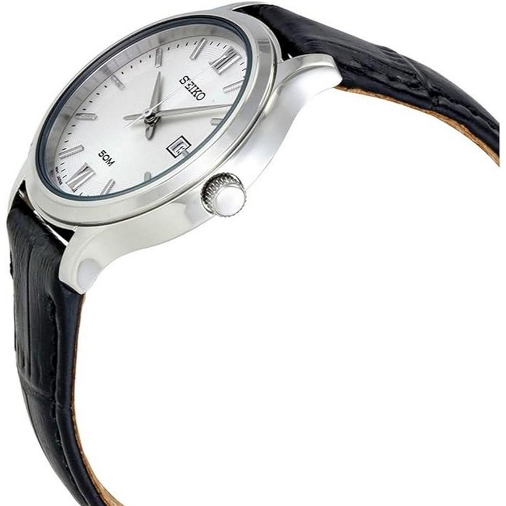 seiko SUR703P1 Women's White Dial Leather Quartz Watch