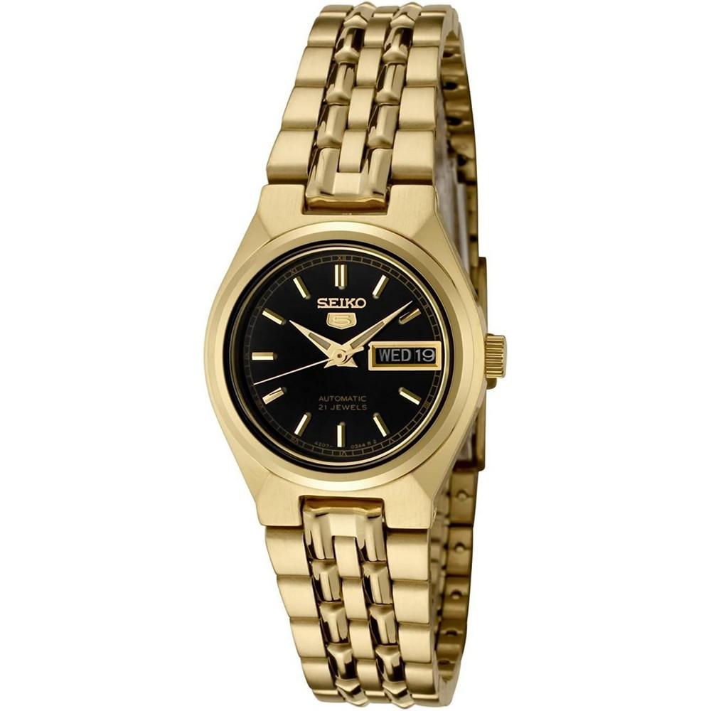 Seiko SYMA06K seiko 5 Automatic Black Dial GoldTone Stainless Steel Women's Watch seiko