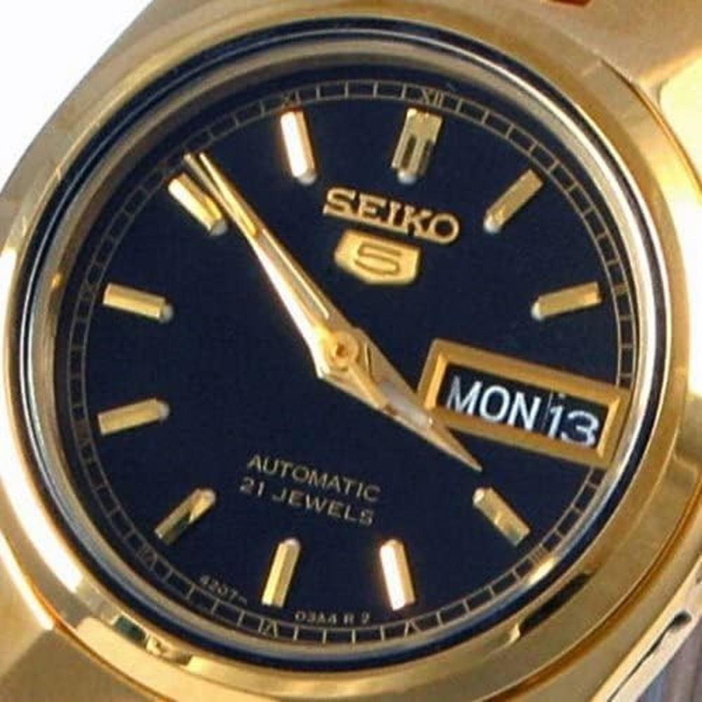 Seiko SYMA06K seiko 5 Automatic Black Dial GoldTone Stainless Steel Women's Watch