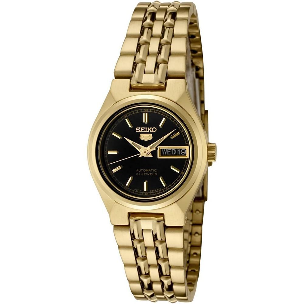 Seiko SYMA06K seiko 5 Automatic Black Dial GoldTone Stainless Steel Wo Our World Of Style