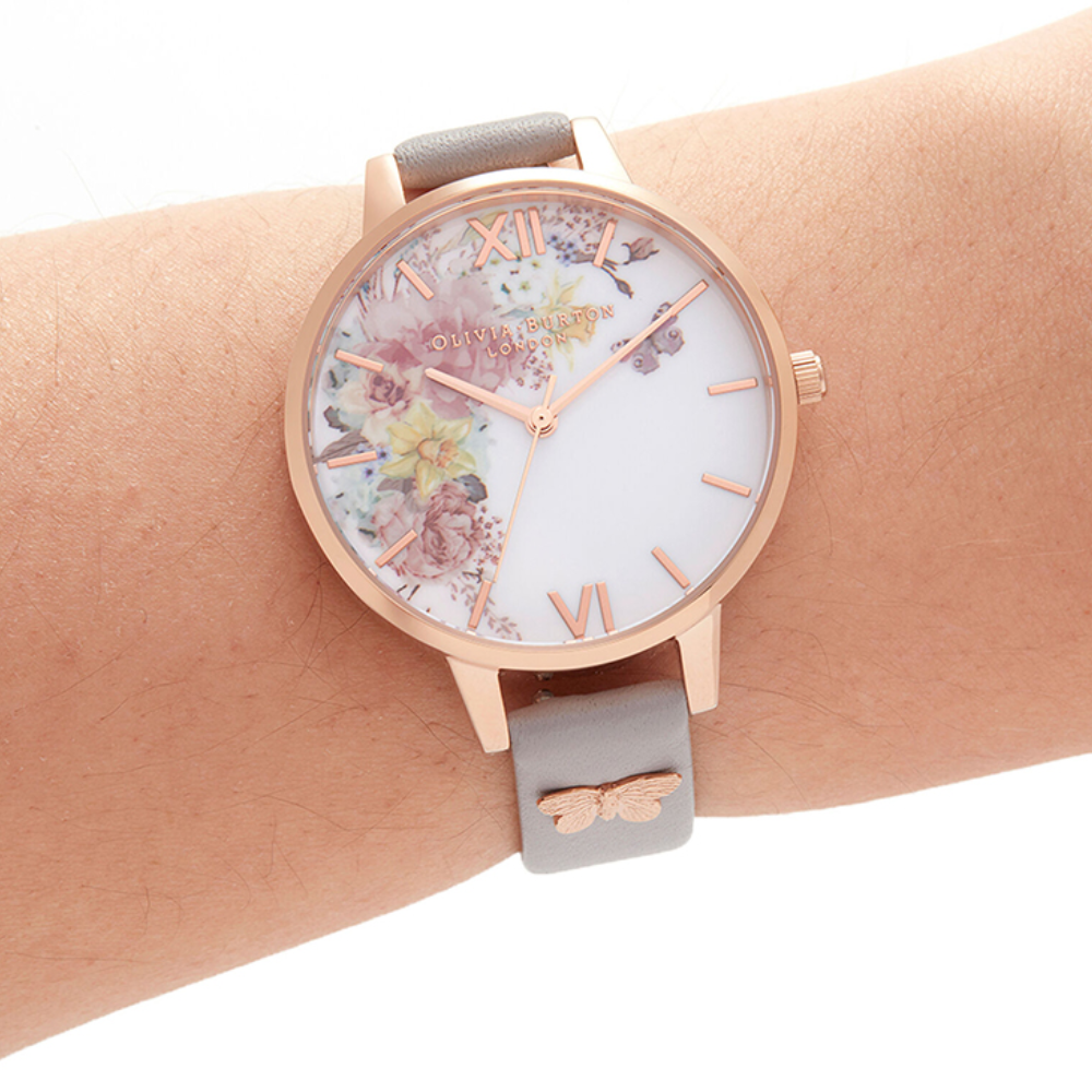 OLIVIA BURTON OB16EG129 Enchanted Garden Demi Dial 3D Bee Embellished Lilac Strap Women's Watch Olivia Burton