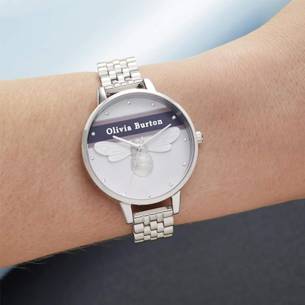 Olivia Burton White Dial with Bee & Stone Watch OB16VS07