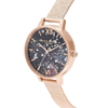 OLIVIA BURTON OB16GD33 Celestial Black Dial Rose Gold Boucle Women's Mesh Watch
