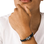 Diesel DX1516040 Black Leather Stackable Bracelet