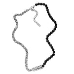 Diesel Black Agate Beaded Chain Necklace DX1543040