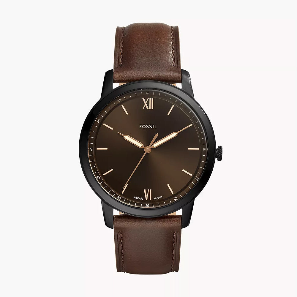 Fossil FS5551 Minimalist Three-Hand Brown Leather Watch