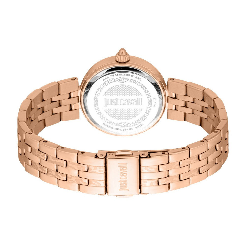 Just Cavalli JC1L314M0075 Women's Watch with rose-gold stainless steel case and olive-green dial.