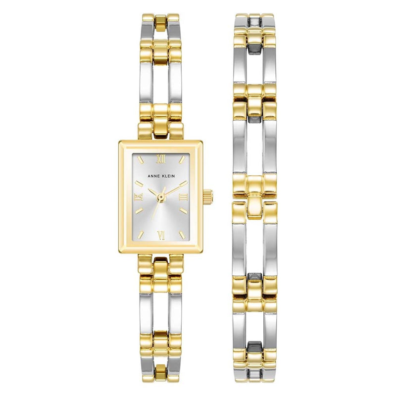 Anne Klein Iconic Rectangular Case Bangle Watch Set