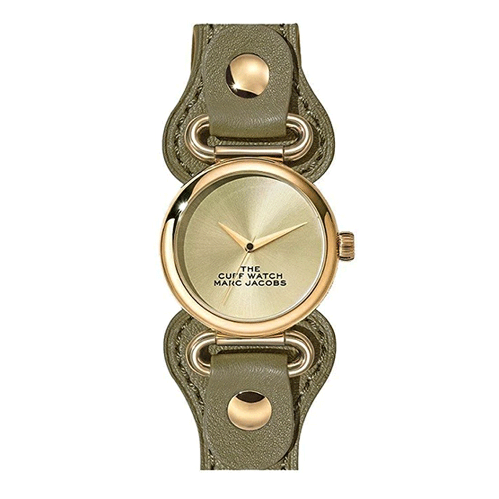 Marc Jacobs MJ0120179289 The Cuff Quartz Gold Dial Green Strap Women's Watch