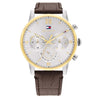 Tommy Hilfiger 1791884 Silver Dial Brown Leather Strap Men's Watch