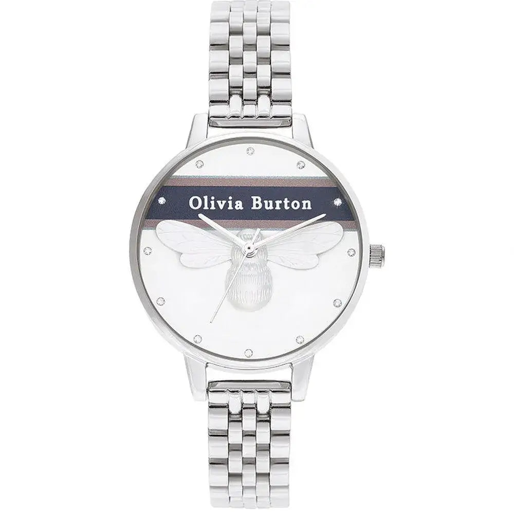 Olivia Burton White Dial with Bee & Stone Watch OB16VS07