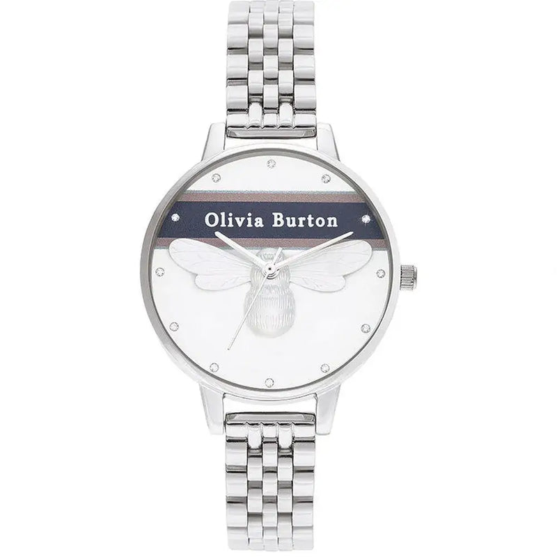 Olivia Burton White Dial with Bee & Stone Watch OB16VS07