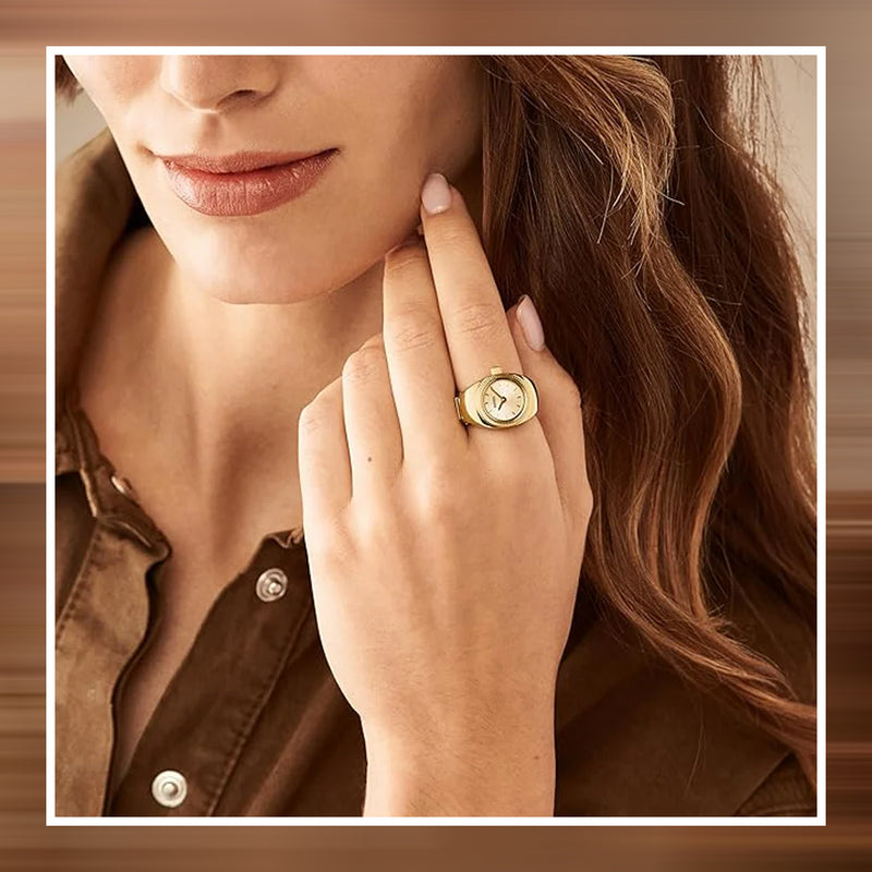 FOSSIL ES5246 Gold Dial 22MM Two-Hand Women's Watch Ring