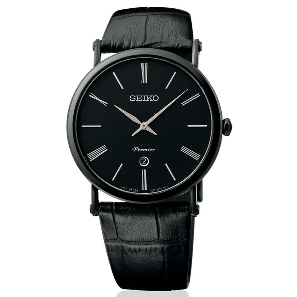 Seiko SKP401P1 Premier Quartz Black Dial Men's Watch