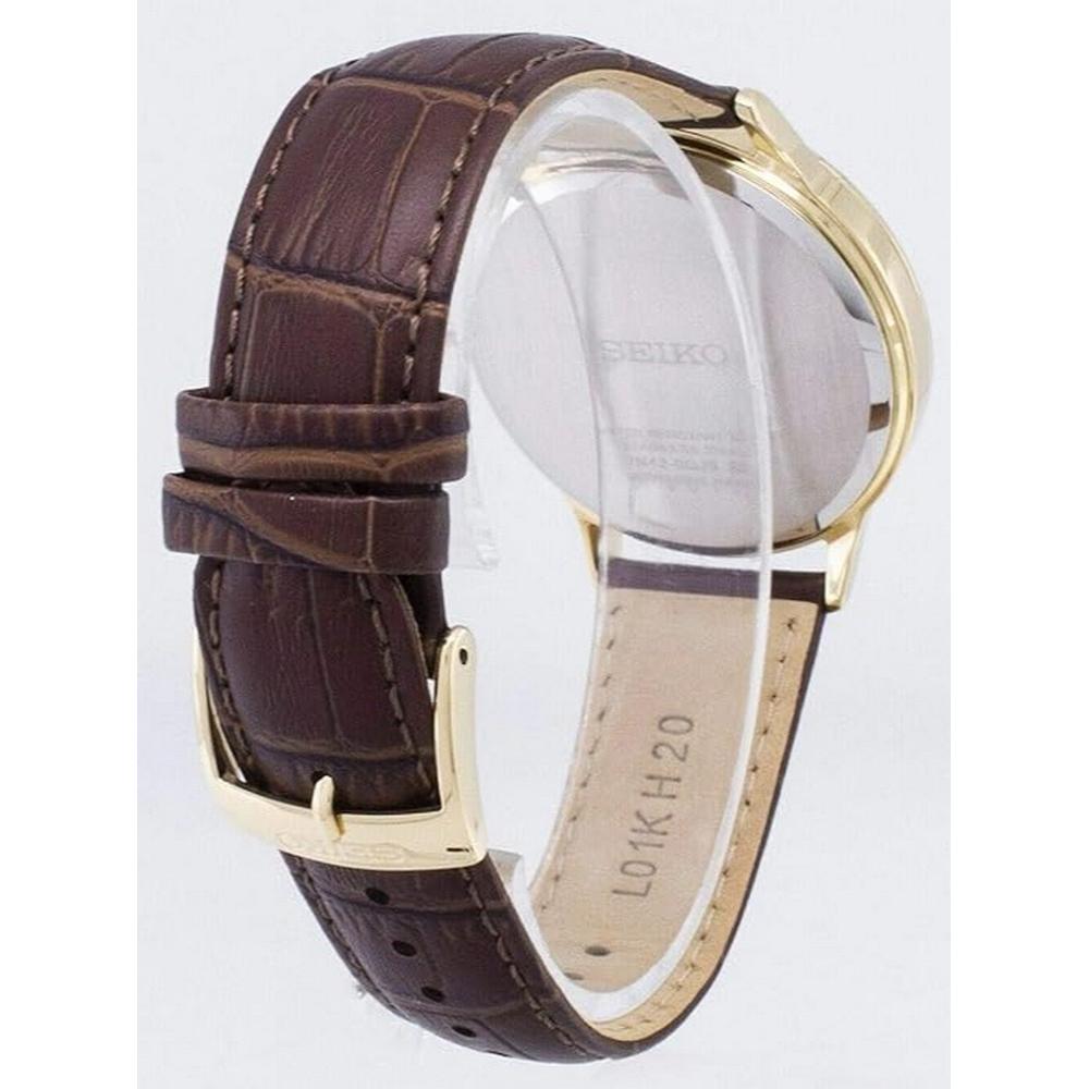 Seiko SGEH86P1 Stainless Steel Case Leather Strap Analog Quartz Men's Wristwatch - Our World Of Style