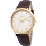 Seiko SGEH86P1 Stainless Steel Case Leather Strap Analog Quartz Men's Wristwatch - Our World Of Style