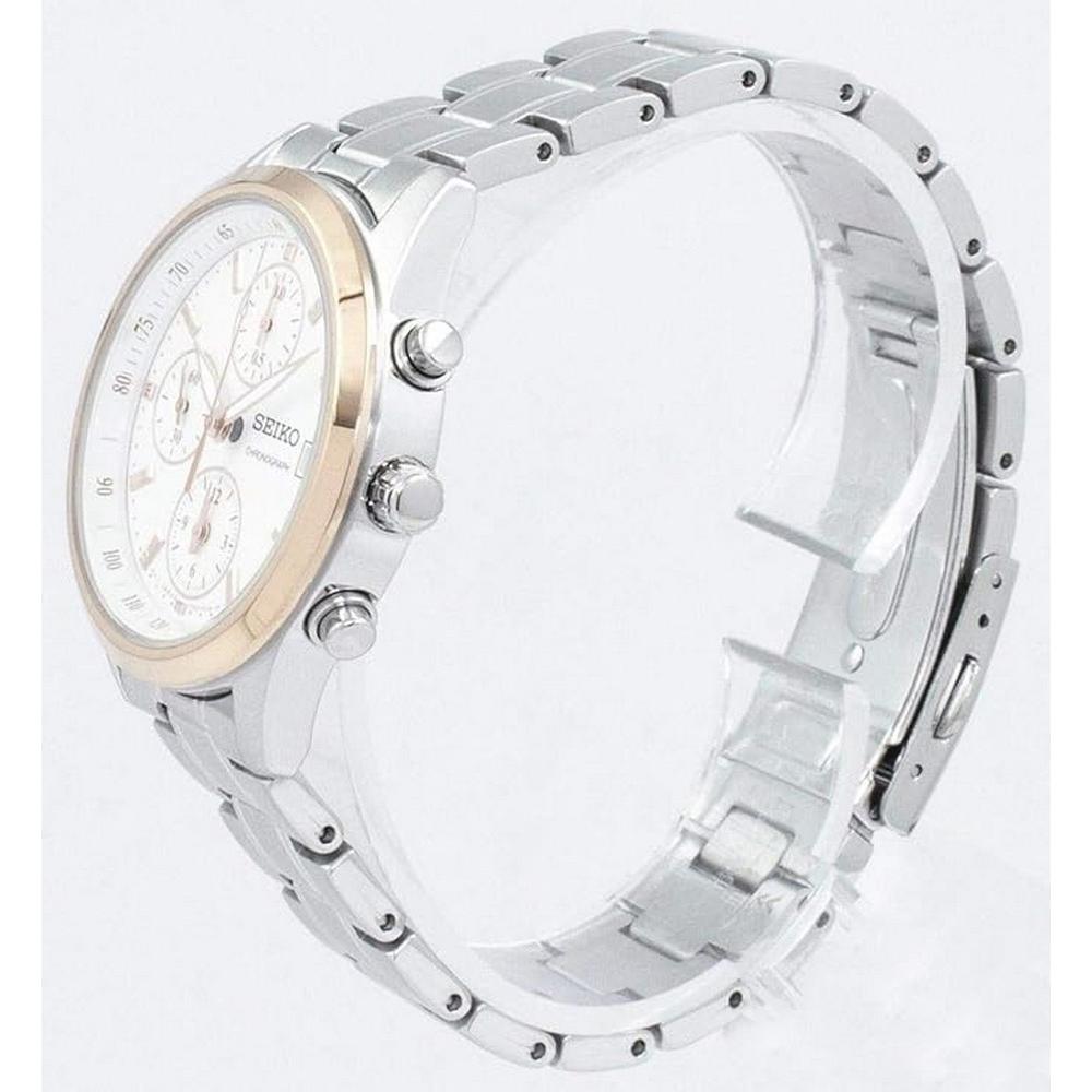 Seiko SNDV56P1 Stainless Steel White Dial Chronograph Women Watch.